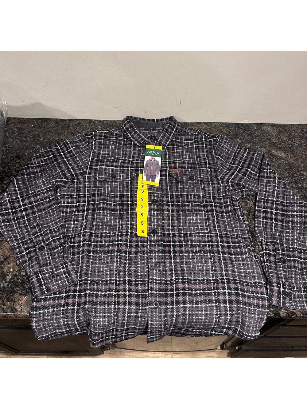 NEW Orvis Heavyweight Flannel Shirt Gray Plaid Mens Small